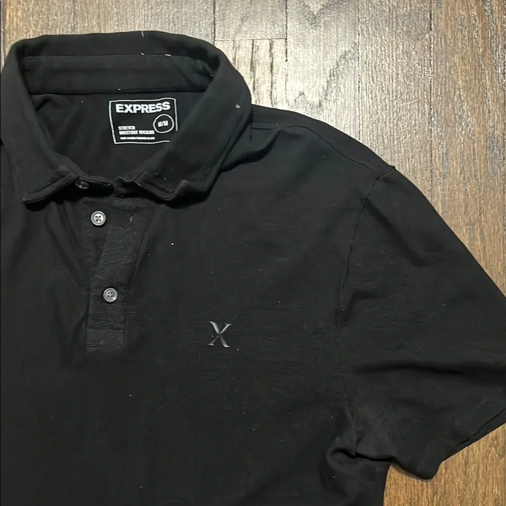 Express Men’s Black Polo Shirt – Stretch Performance Fit Size M - Picture 3 of 3